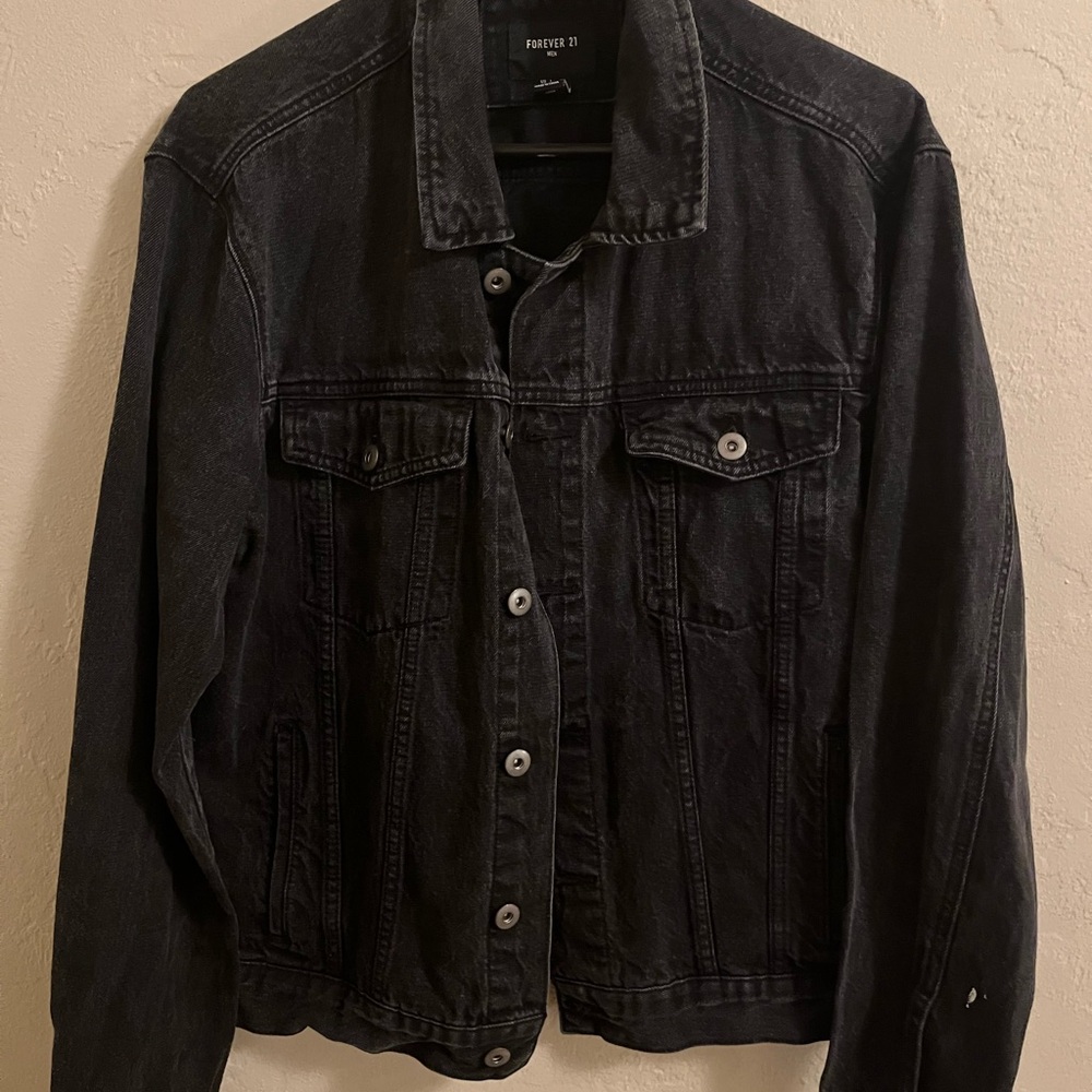 Forever 21 Charcoal Denim Jacket for Men